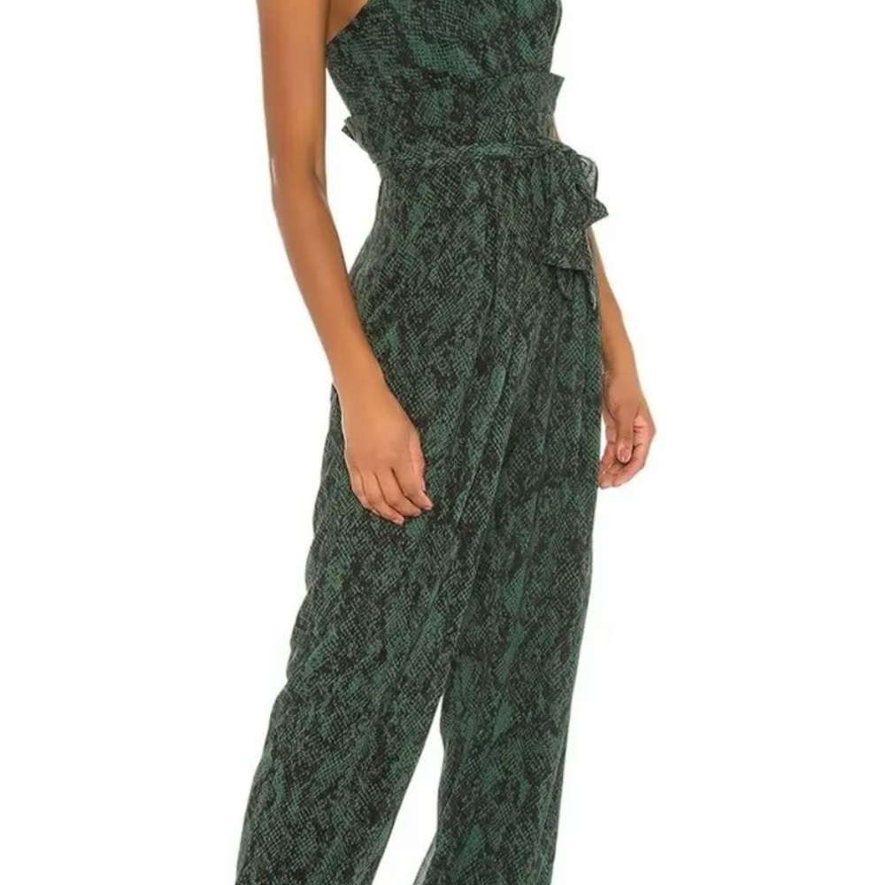 Michael Costello x REVOLVE Jumpsuit Gwendolyn Green Snakeskin - Picture 2 of 4